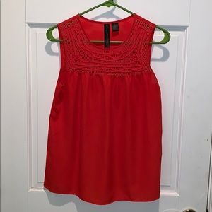 Petticoat Alley Tops - Orange Crochet Detail Sleeveless Top Petticoat Alley Tops - Orange Crochet Detail Sleeveless Top